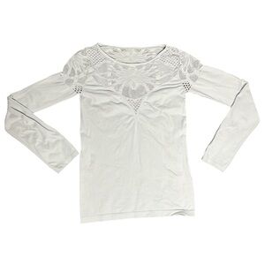 LULULEMON Intricate Floral Eyelet Long Sleeve Tee Off White Size 4
